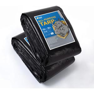 GUARD SHIELD Tarps Heavy Duty Waterproof 10x20 Feet Black Poly Tarp Cover Outdoor Thick UV Resistant Tarpaulin with Grommets 10mil (2-Pack) (10x20 (2-Pack))