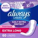 Always Daily Extra Protect Liners, Extra Long Length, Scented Panty Liners, 60 Count