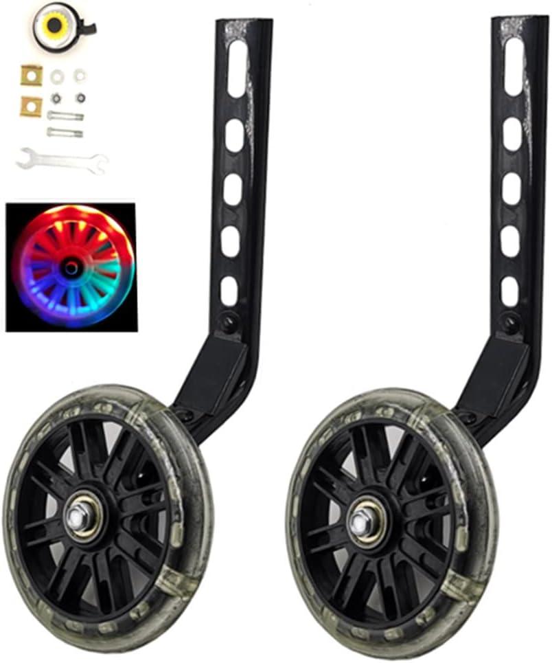 a Pair of Children's Bicycle Riding Flash Silent Training Wheels, Suitable for 12-20 inch Single Speed Bicycles (black)