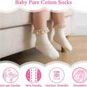 6 Pairs Baby Girl Ruffle Socks Non Slip Grippy Cotton Frilly Ankle Crew Fancy Dress Socks for Newborn Infant Toddler (US, Age, 6 Months, 12 Months, beige) (Beige, XS)