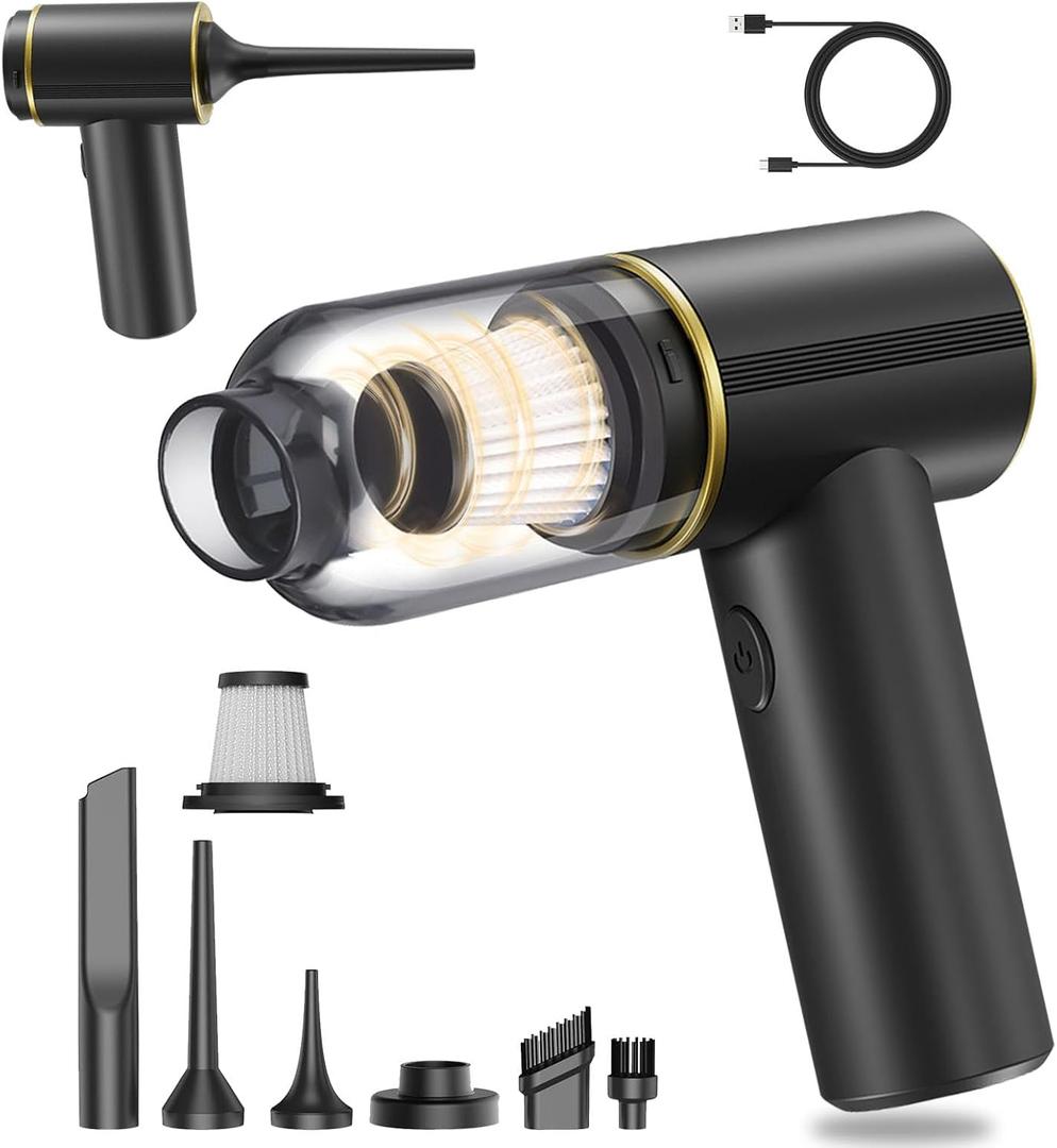 JONEME Handheld Car Vacuum Portable Cordless, 6 in 1 Handheld Vacuum Cleaner 12000PA High Power Air Blower & Pump & Air Duster, Mini Hand Held Vacuum Rechargeable for Home, Car, Office, Pet Hair