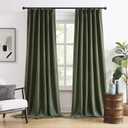 DUALIFE Pinch Pleated Blackout Curtains 108 Inches Long 9ft Length 2 Panels Set, Back Tab with Hooks,Ceiling Curtains for Track System Living Room Boho Decor,40Wx108L Inch, Olive Green