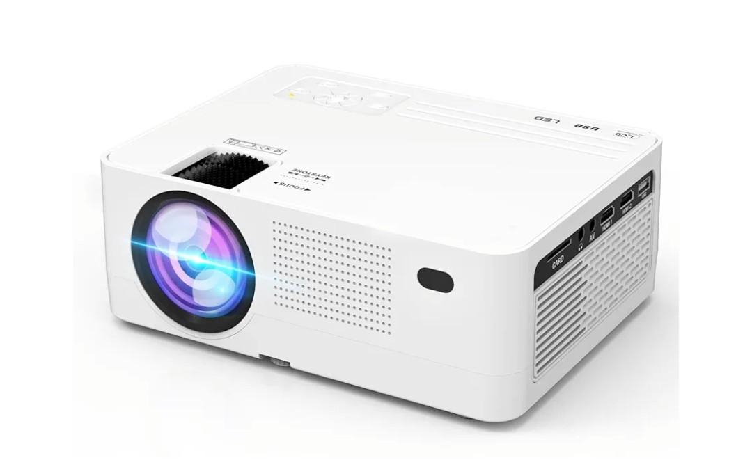 DR. J Professional 6800Lumens LCD Projector Full HD Projector 300" Display, Compatible with TV Stick, HDMI, AV, VGA, PS4, Smartphone for Home Theater, Presentations