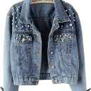 Pearl Bride Denim Jacket Custom Mrs Bride Bachelorette jacket Hen party gift (S)