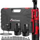 AVID POWER Cordless Electric Ratchet Wrench 3/8", 44.2 Ft-lbs 12V Power Ratchet Wrench Kit w/Two 2.0Ah Batteries, 1-Hour Fast Charger, Variable Speed and 10 Sockets (Red)