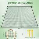 Extral Large Outdoor Waterproof Picnic Blanket With Shoulder Strap, 80"X80" 3-Layer Windproof Foldable Picnic Mat with Corner Nails, Machine Washable, Camping, Lawn Park Grass, Travel, Beach, Green