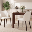 ViviHav Set of 2 Beige Curved Back Fabric Upholstered Dining Chairs