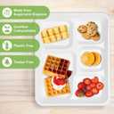 Compostable 5 Compartment Plates Disposable, 10.25 x 8.25 inch, [50-Pack] Heavy Duty Paper Plates with dividers, Sturdy School Lunch Trays, White Large Paper Dinner Plates for Buffet Party