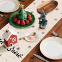 Artscope Snowman Christmas Tree Table Runner, Let It Snow Xmas Winter Snowflakes Holiday Kitchen Dining Table Decoration for Christmas Home Party Decor 13x90 Inch-Blue