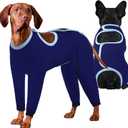 IDOMIK Dog Recovery Suit After Surgery,Long Sleeve Dog Surgical Onesie for Surgery,Soft Breathable Pet Pajamas Anti Shedding,Adjustable Bodysuit Prevent Licking Wound,Cone Collar Alternative,Blue,L (L(Chest Girth:20.9"-25.2"))