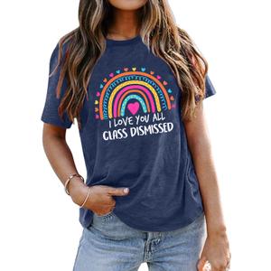 Teacher Shirt for Women Last Day of School T-Shirt Teacher Life Graphic Tee Tops Teachers Gift T-Shirt Blouse (Blue, M)