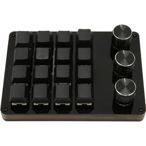 VBESTLIFE One Handed Macro Programmable Keyboard, 16 Keys 3 Knobs Blue Switch Mechanical Gaming Keyboard, Gaming Keyboard, Custom Shortcut, Detachable Cable, for Gaming Office
