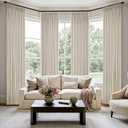 MIULEE Pinch Pleated Thick Linen Curtains 96 Inch 4 Panels Set Back Tab Memory Trained Pinch Pleat Semi Sheer Light Filtering Privacy Curtain Let Light in Window Drapes for Living Room Bedroom Oatmeal