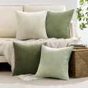 MIULEE Decorative Throw Pillow Covers Set of 4 Summer Light Green Gradient Natural Earthy Modern Classic Soft Corduroy Cushion Covers for Sofa Couch Bed Living Room Spring Home Decor 18x18 Inch