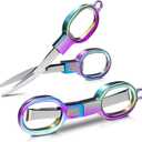 Stainless Steel Mini Folding Scissors - 2 Piece Portable Travel Scissors for Home, Office, Outdoor, Craft Use