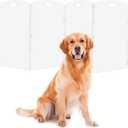 Modern Frame Clear Acrylic Freestanding Dog Gate - 32" Tall Extra-Wide Folding 6-Panel Pet Barrier for Doorways, Stairs & Large Openings, Indoor Fence for Small to Large Dogs & Cats