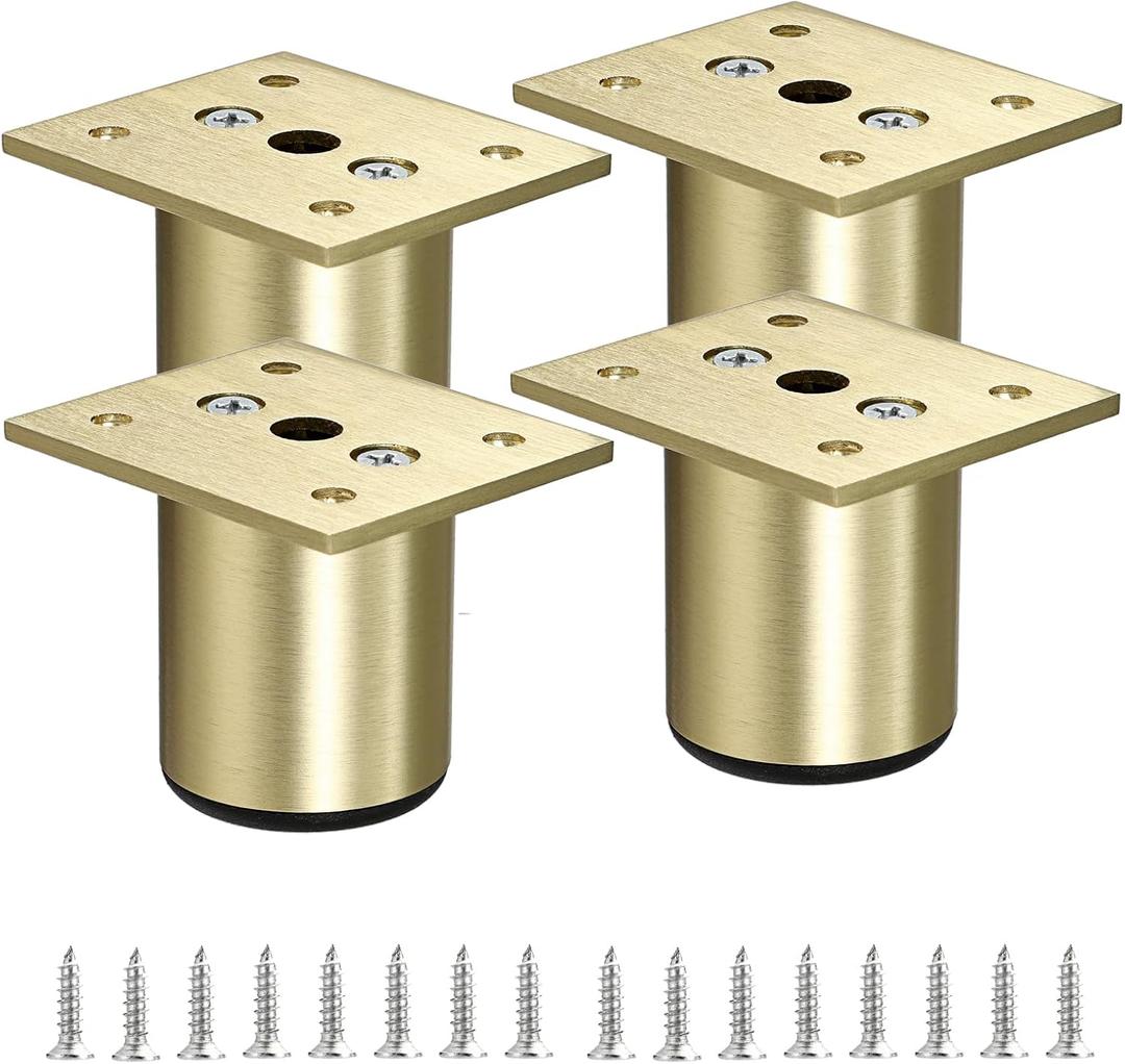 BSTKEY 4Pcs 2 Inch Aluminum Alloy Furniture Cabinet Legs - Adjustable Replacement Legs for Furniture Cabinet Foot Legs Sofa Bed Desk Table Feet Support, Gold