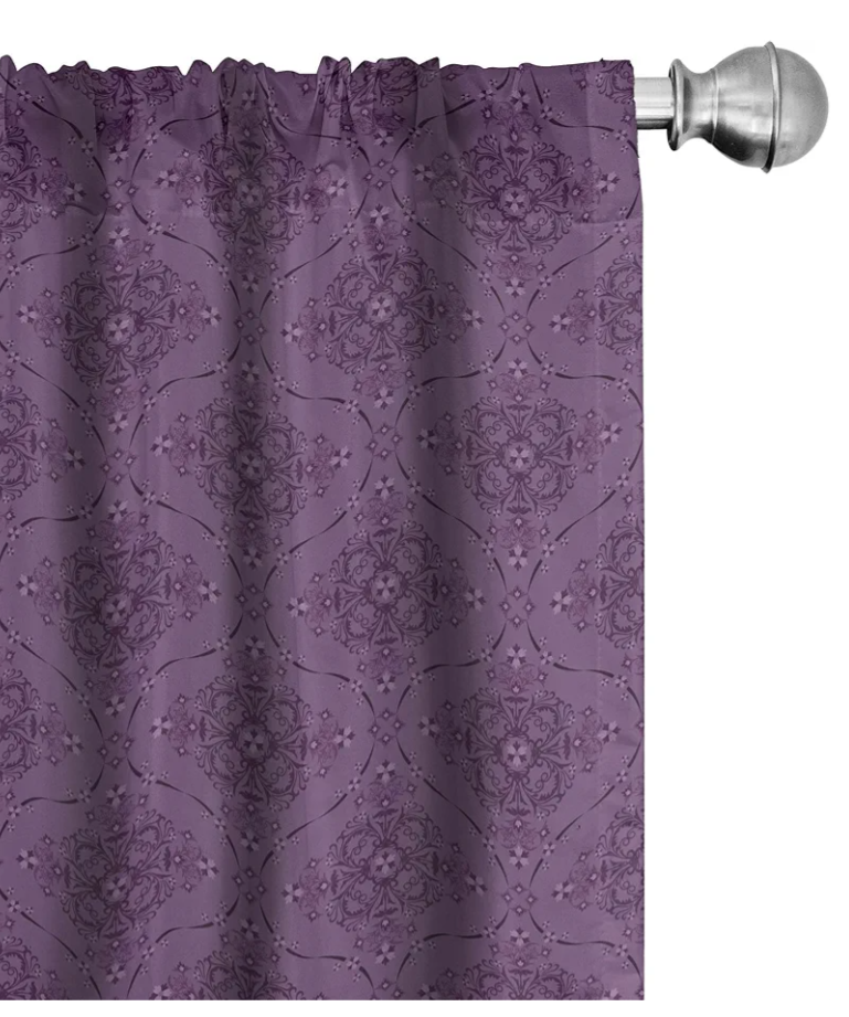 Lunarable Purple Window Valance Pack of 2, Monochrome Boho Illustration Oriental Ornaments Continuous Repetition, Rod Pocket Curtain Valances for Kitchen Bedroom, 54" X 18", Eggplant Plum Lunarable Purple Window Valance Pack of 2, Monochrome Boho Illustration Oriental Ornaments Continuous Repetition, Rod Pocket Curtain Valances for Kitchen Bedroom, 54" X 18", Eggplant Plum