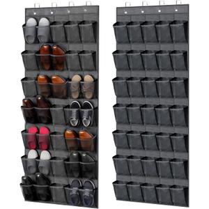 2 PCS 35 Pocket Over the Door Shoe Organizer, Large Capacity Closet Storage for Men and Women, Reusable Breathable Large Mesh Bag Hanging Shoe Rack Organizer for Entryway Closet Bedroom