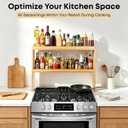 2 Tier Wood Over the Stove Spice Rack, 32.7" Wide Spice Rack Shelf for Stove Top, Kitchen Organizer Stove Spice Top Rack, 23.6" Height Extra Oven Back Sink Countertop, Easy to Assemble