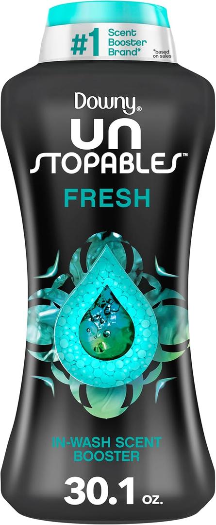 Downy Unstopables In-Wash Scent Booster Beads, Fresh Scent, 30.1 oz, Laundry Beads for Odor Protection, Black