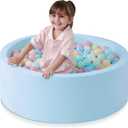 SHJADE Foam Ball Pit for Toddlers, 35.4"x 11.8" Kids Ball Pit, Soft Round Baby Ball Pool, Ideal Gift for Girls and Boys, Indoor and Outdoor Game(Blue, NO Balls)