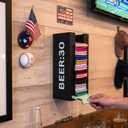 GoFika Can Cooler Holder Dispenser Wall Mounted Wood Black 'BEER:30' Storage for Home & Bar