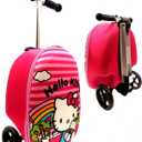 Fast Forward Hello Kitty 2-in-1 Kids Scooter Suitcase & Ride-on Carry-on Luggage Lightweight Travel Case with Built-in Kick Scooter