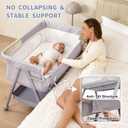 Bassinet Bedside Sleeper, Adjustable Height Baby Bassinet with Wheels, Easy Assemble & Folding Crib with Comfy Mattress, Breathable Mesh Bedside Bassinet for Infant Newborn (Grey)
