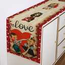 Vintage Valentine's Day Table Runner Valentines Decorations - Red Love Vintage Style Boys and Girls Valentines Day Anniversary Home Kitchen Dining Table Decor, Valentines Party Decor 13 x 72 Inch