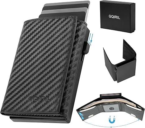 Slim Pop Up Wallet for Men - RFID Blocking Minimalist Magnetic Wallet with Gift Box, Case Money Cash Slot, Smart Pop Up Credit Card Holder, Boyfriend Mens Father Husband Birthday Festival Gifts