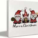 KEUSPI Merry Christmas Wooden Sign,Christmases Gnome Wood Sign Plaque,Merry Christmas Signs Decor for Table,Christmases Gnomes Signs for Home Decor 5x5 inch