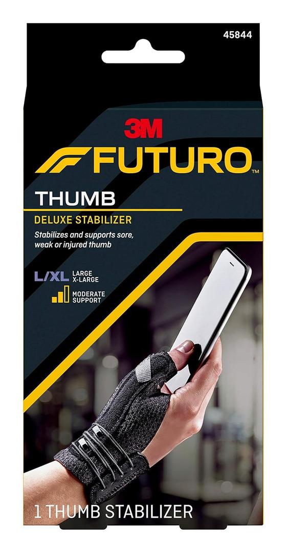 FUTURO Deluxe Thumb Stabilizer, Improves Stability, Moderate Stabilizing Support, Large/X-Large (Black, XL)