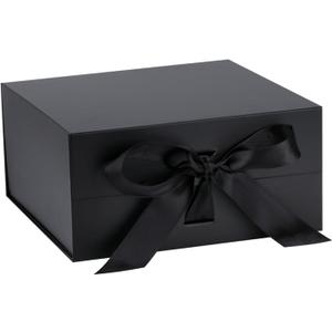 OEMVALATY Black Gift Box,13.5x12x5 Inches Gift Boxes with Lids for Presents with Magnetic Closure and Ribbon for Wedding,Storage,Birthday