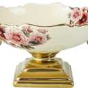 fanquare Wavy Fruit Bowl with Gold Holder, Floral Fruit Tray, Snack Stand for Dining Table, Room Dcor,30oz (Square bottom)