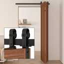 Enconker 60" Bi-Folding Sliding Barn Door Hardware Kit for 4 Doors, Modular Track System with Side-Mounted Rollers, Smooth and Space-Saving Folding Solution, Fit 4 x 14in Door Panel