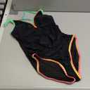 Women's One Piece Swimsuit Tummy Control Slimming Bathing Suit Ruched Swimwear Tie Back Shell Stitch Swim Suit (Black) Large