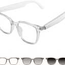 Bluetooth Audio Smart Glasses, Blue Light Glasses for Women Men, Remote Shooting, Open Ear Sound Mic &Speakers, Magnetic Charging, Color-Changing & Polarized Lenses, Voice Assistant (GS07-Clear)