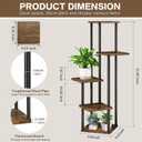 5 Tier Plant Stand Indoor, Thickened Metal Wood Corner Plant Shelf Stands for Multiple Plants, Indoor Tall Plants Stand Tiered Flower Holder for Living Room Patio Garden Balcony(Black+Brown)