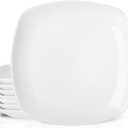 8 Pack Ceramic Appetizer & Dessert Plates, 7 inch White Square Dinner/Salad Plates for Snacks, Side Dishes, Casual Hosting, Dishwasher & Microwave Safe