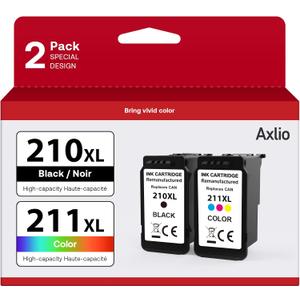 Remanufactured PG-210XL/CL-211XL Ink Cartridges Replacement for Canon 210 211, 210XL 211XL Ink Combo Pack Use to Canon MP495 MP280 MP490 MP480 MP270 MP240 MX420 MX410 MX350 (2 Pack)