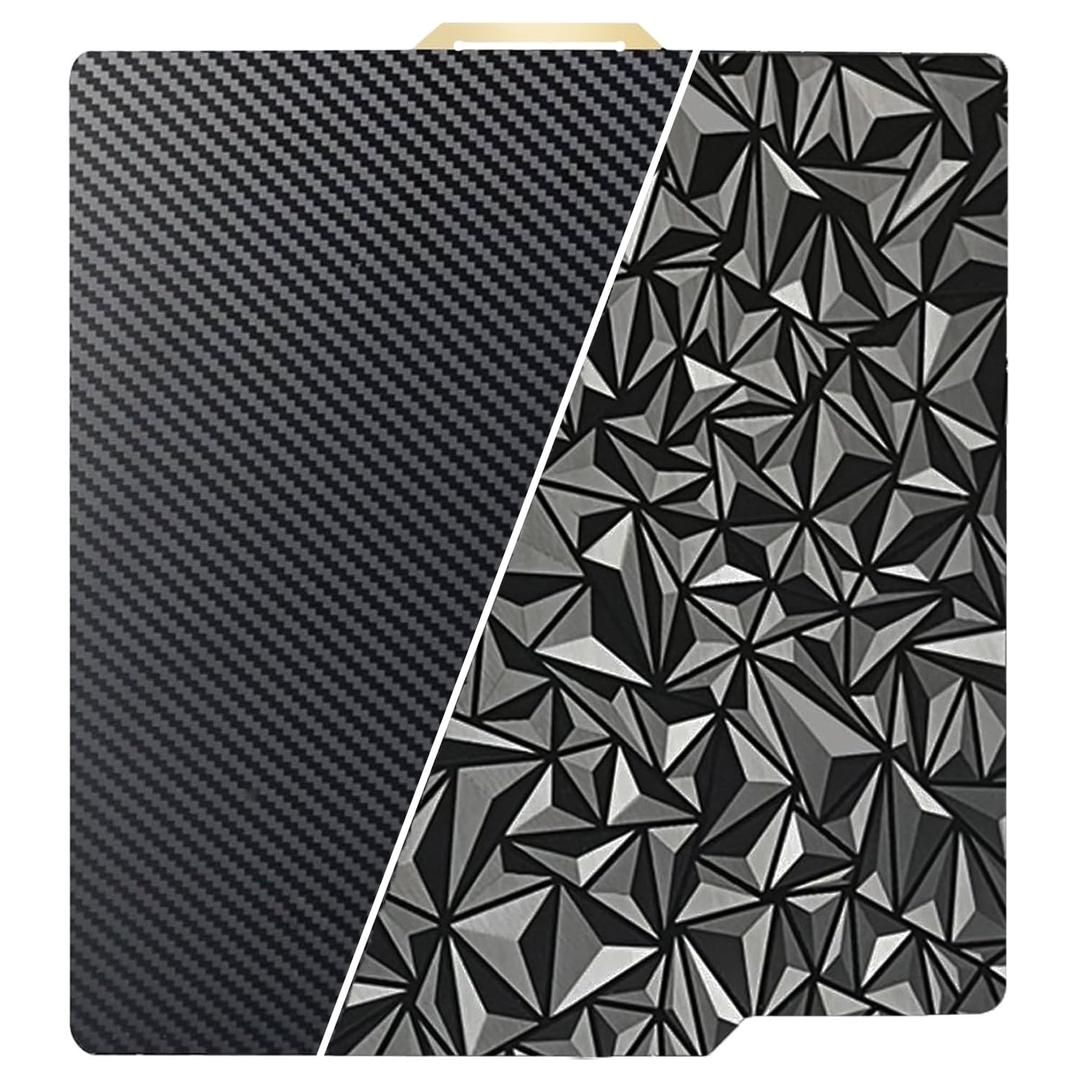 Bambu 3D Printer X2D P1S P2S Build Plate for Bambu X1C/X1/X1E/P1P/P1S/A1/P2S/X2D,257x257mm Bambulab Double Sided Spring Steel Build Plate Flexible Sheet(Diamond+Carbon Fiber)