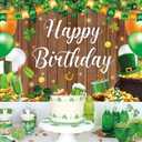 St Patricks Day Birthday Backdrop Happy Saint Patricks Day Birthday Party Decorations Banner Wooden Wall Green Shamrock Birthday Photography Background (7x5FT210x150cm)