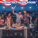 Fourth of July Light Up Fiber Optic Wand Accessories for Kids-12 Pack,4th of July Red White Blue Glow Sticks Party Favors for Toddler,Patriotic Sparklers Fireworks Birthday Game Activities Decorations