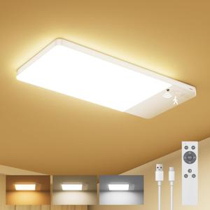 12000mAh Rechargeable Ceiling Light with Remote, Motion Sensor Shower Light for Inside Shower, Battery Operated Wireless Closet light, 3 Color Temperatures, No Wiring, Ideal for Pantry, Hallway 12000mAh Rechargeable Ceiling Light with Remote, Motion Sensor Shower Light for Inside Shower, Battery Operated Wireless Closet light, 3 Color Temperatures, No Wiring, Ideal for Pantry, Hallway