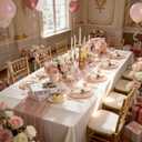 Liacere 350PCS Pink Plates Disposable-PinK Plates 50guest Baroque Plastic Dinnerware include 100Plates, 50Pack Pre Rolled Napkins with Silverware 50Cups Perfect for Wedding Party & Mothers Day