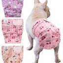 CuteBone Washable Dog Diapers Female No Tail Hole 3 Pack Reusable Doggie Period Training Pants for Docked-Tail Frenchie French Bulldog Boston Terrier Without Tail WWD29S Small
