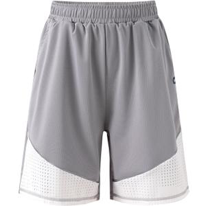 PATPAT Boys Shorts with Pockets, Quick-Dry Breathable Shorts for Running Soccer Basketball, Sports Team Uniform for Kids Teen (Gray, M)