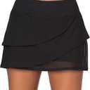 Aleumdr Women's Waistband Layered Swimdress Ruffle Swim Skirt Swimsuit Bottom (Black, S)