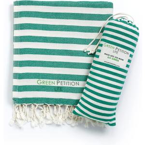 Green Petition Mare Peshtemal, 35x67 Beach Towel, with Carrying Bag, Sustainable Gift, Ecofriendly, Organic Blend Towel, Zero Waste, Quick Dry, Beach Sports Travel Fitness (Lime, 35 x 67)